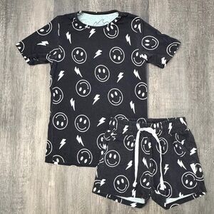 Surfside Co Black Smile Face Short Pajama Set